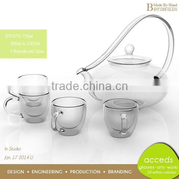 Lead-Free Ti-Borosilicate Glass High Quality Hand Blown Tea Pots For Life