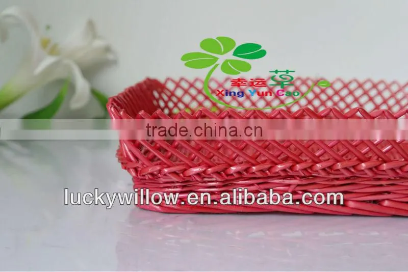 graceful rectangle red willow bread basket