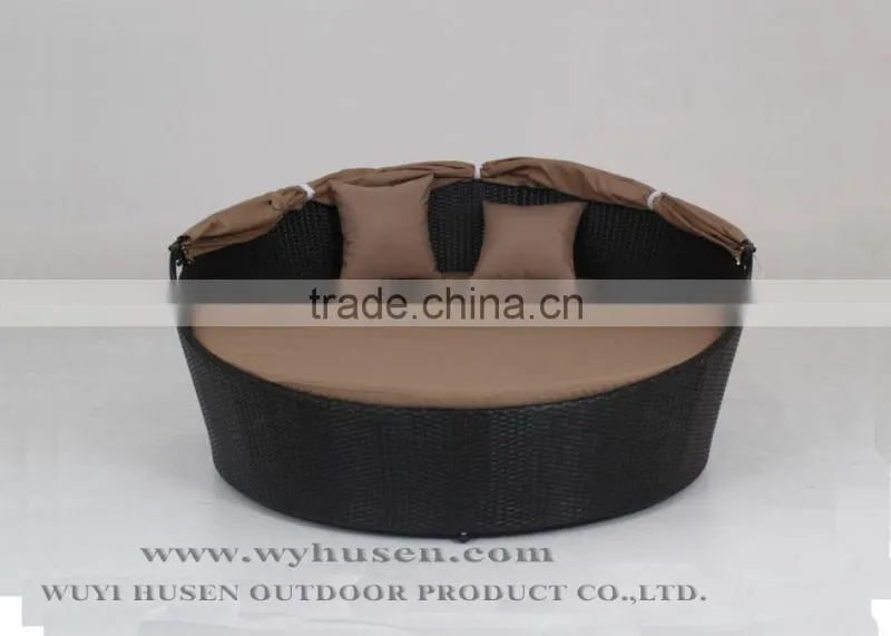 rattan furniture round lounge rattan daybed with shade cover