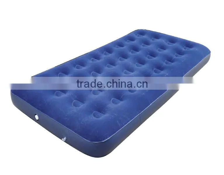 Camping Dark Blue Infatable Flocked PVC Air Bed