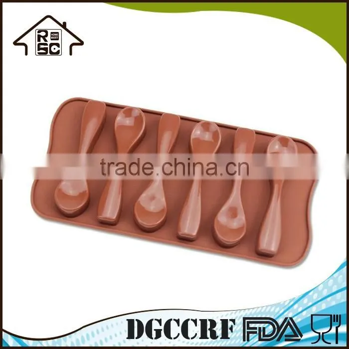 6 Cavities Spoon Shape Silicone Chocolate Mold Cupcake Decorating Tool