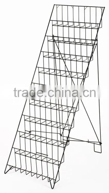 Outdoor floor standing custom made metal wire folding magazine rack