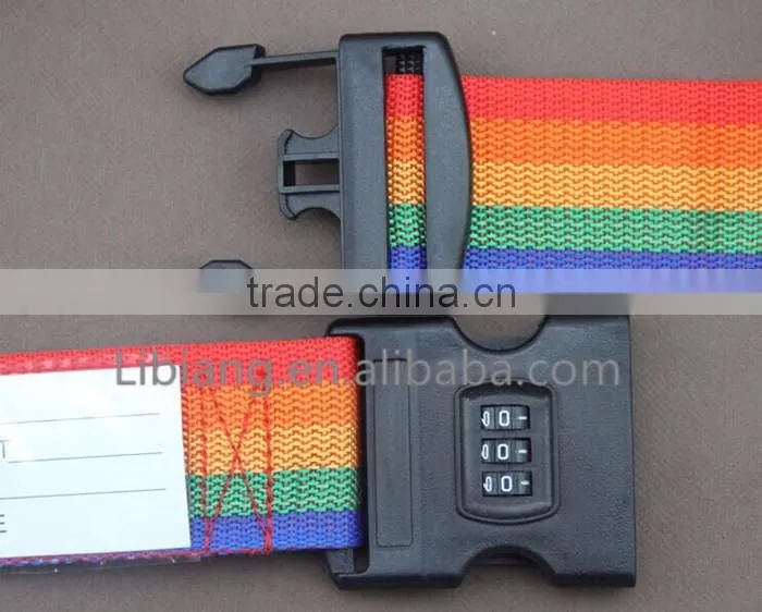 custom logo high quality luggage strap with lock