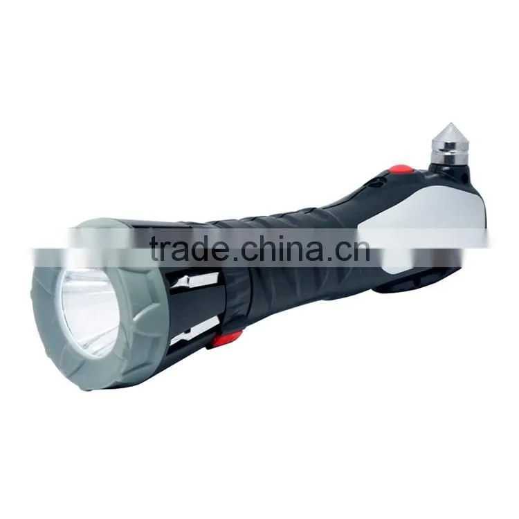 Car rechargeable torch with emergency hammer and belt cutter