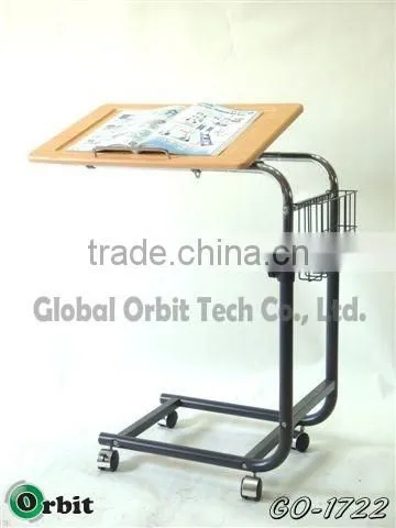 High quality office laptop table with wheels, mobile computer table cart