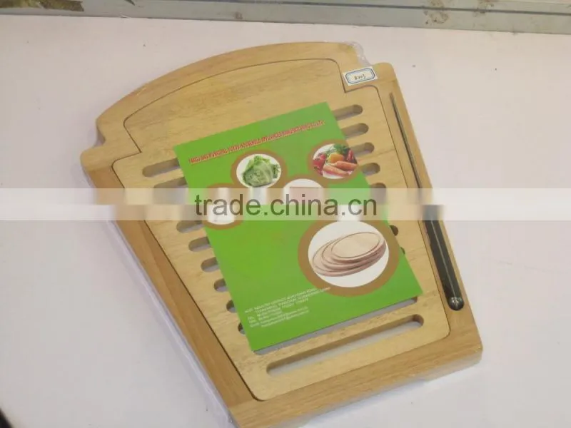 wooden bread board with knife