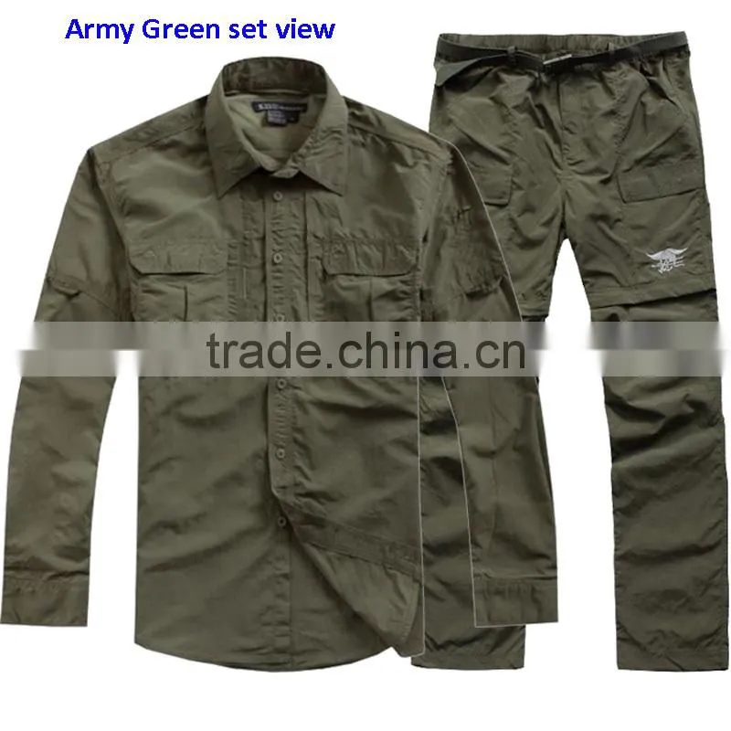 Slim Soft Comfortable Outdoor Quick Dry 100% Nylon Mens Long Sleeves Casual Pants Shirts