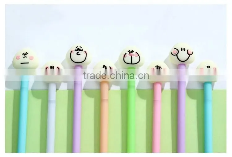 Cute steamed buns pattern cap pen 0.5mm plastic ballpoint pen