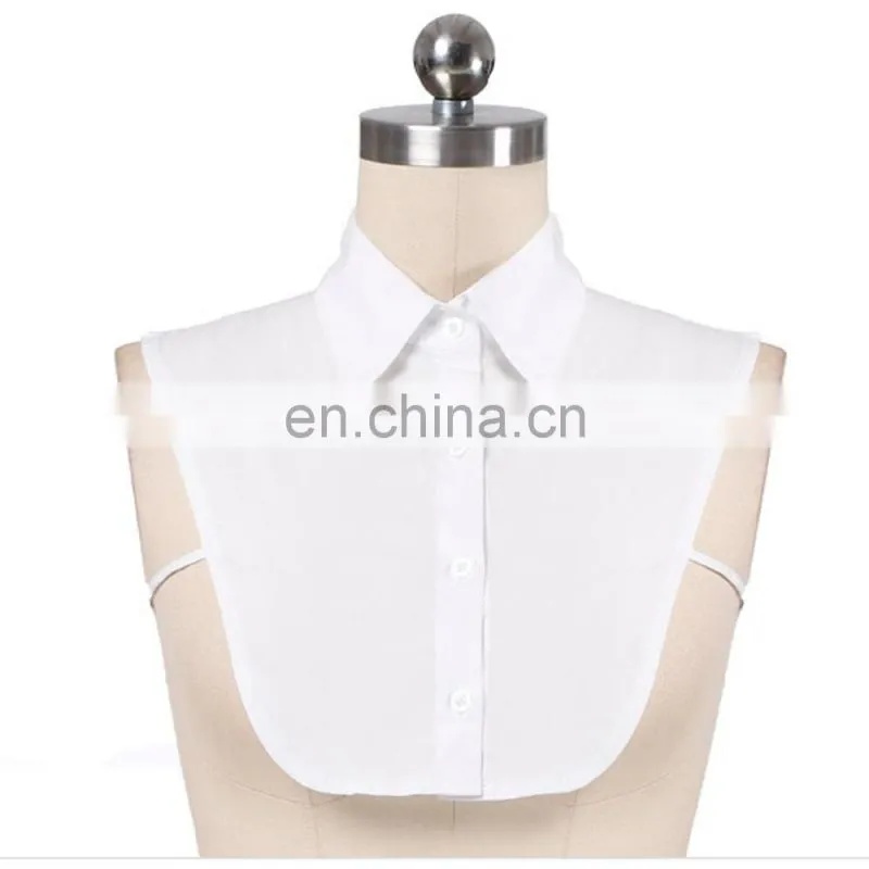OEM ladies white sleeveless fake spread collar crop top