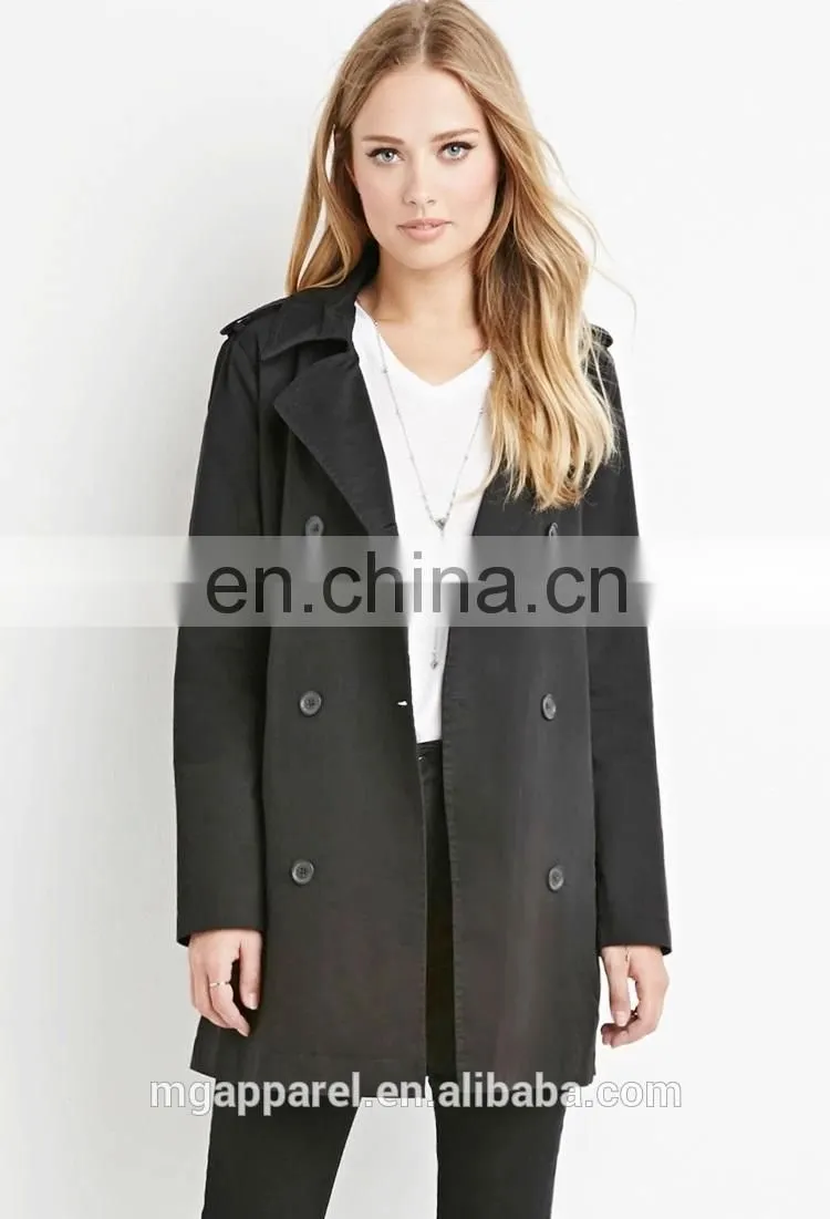 fashion high quality long sleeves double breasted women trench coat wholesale