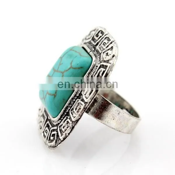 New design Top selling Charming Popular Turquoise Ring full finger Alloy ring