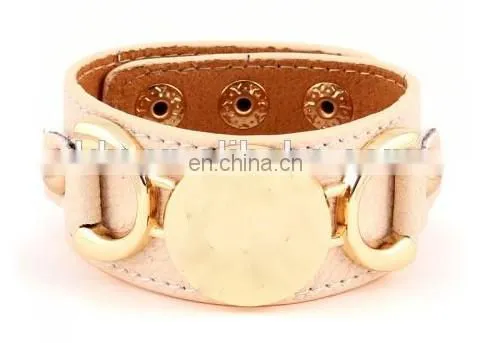 Suede Leather Open Cuff Stone Bracelet