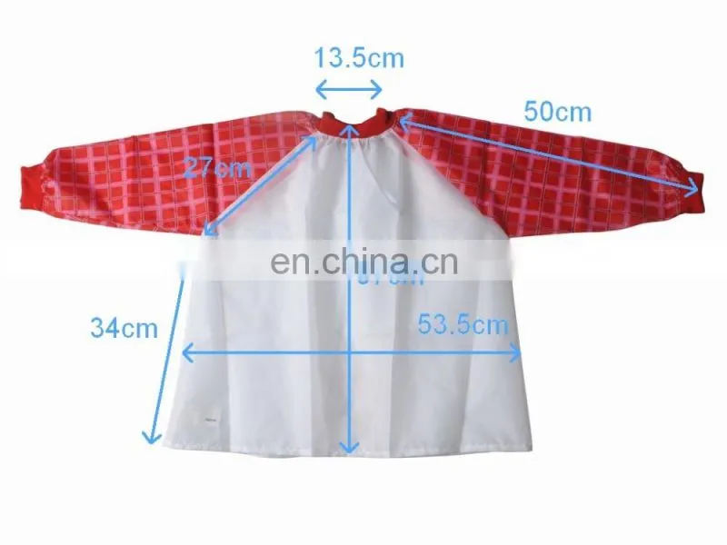 Red Sleeve White Colour 100% Polyester Children Smock