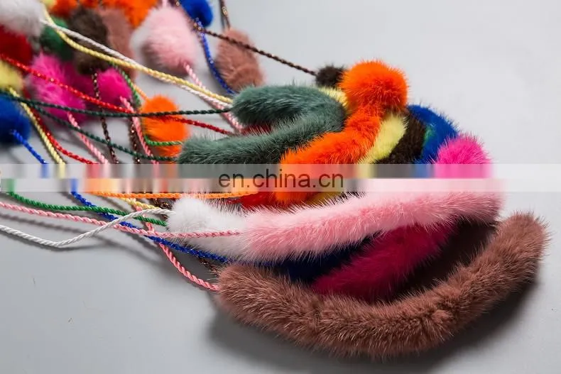 Lady Cute New Product Real Mink Fur Knitting Fingerless Gloves Fashion Fur Cuffs Gloves