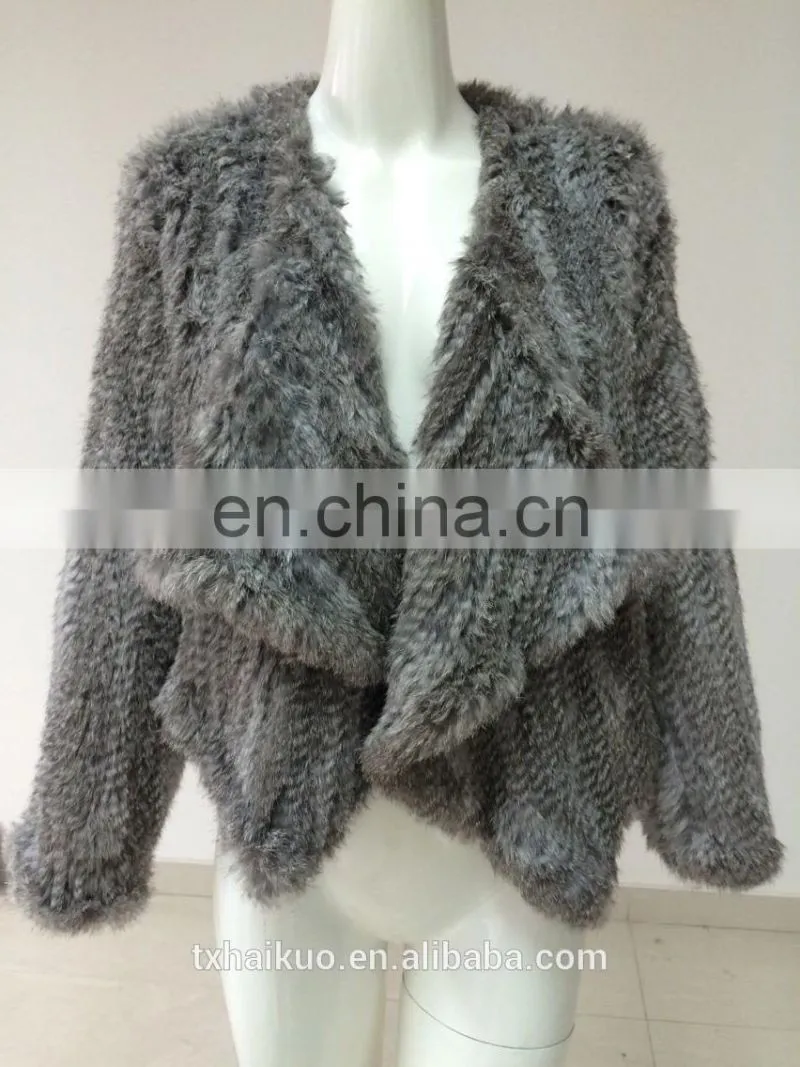 ladies rabbit fur jacket with lapel