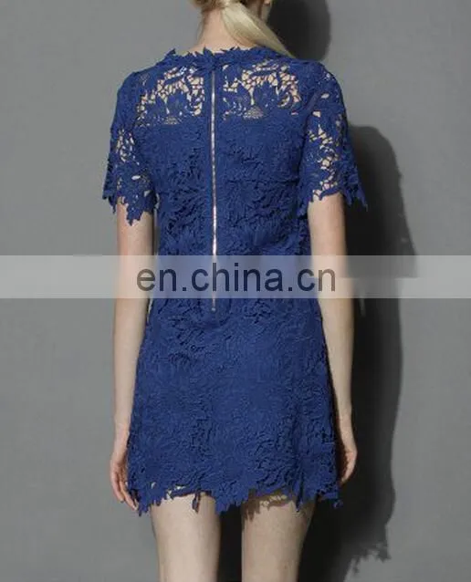 Factory wholesale new arrival women lace navy dress with high quality
