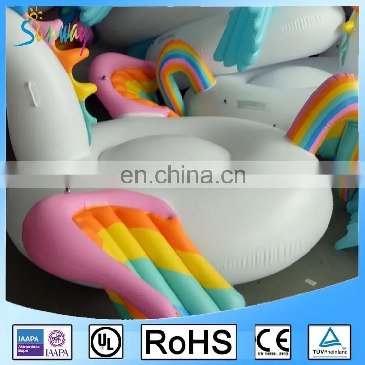 Giant Inflatable Rainbow Colorful Pegasus Pool Float with Rapid Valves