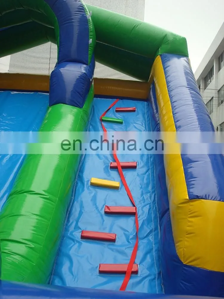 Outdoor giant inflatable water slide with climbing wall