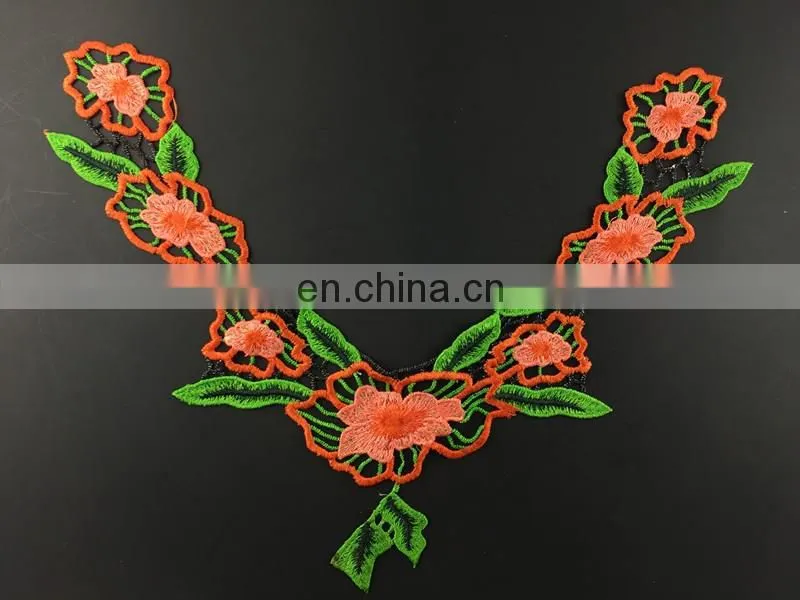 B-018 colorful collar tshirt design simple lace saree blouse back neck designs embroidery neck lace