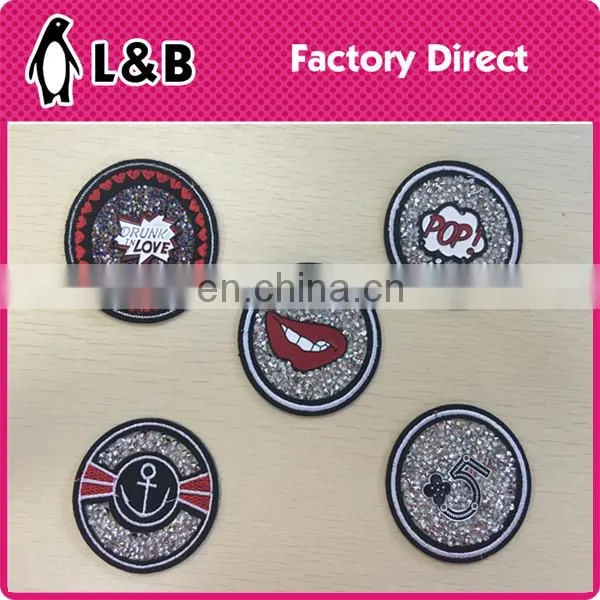 new design popular embroidery rhinestone iron on patch