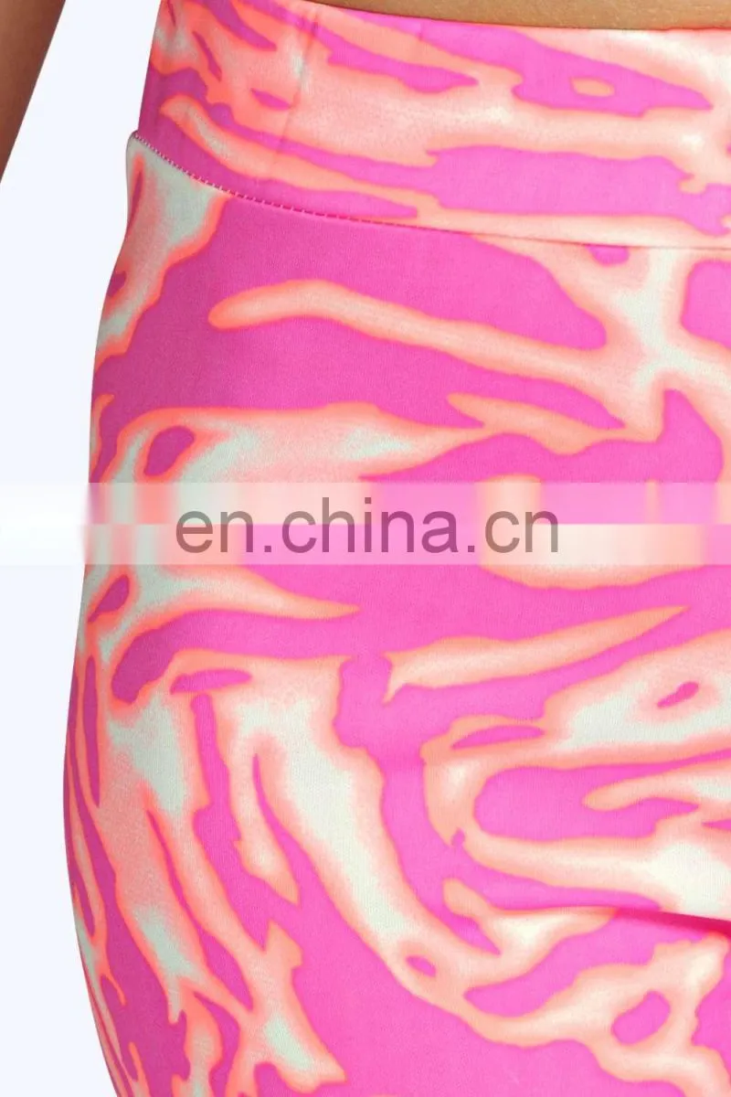Trade assurance Yihao custom make women's tight print contrast legging keri neon printed sports wholesale leggings womens tights