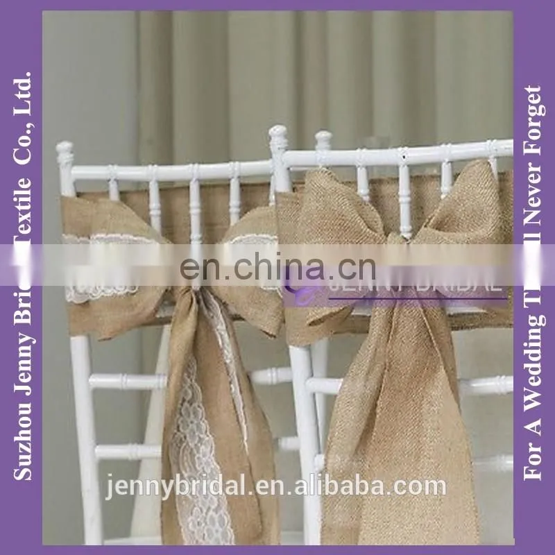 C388B halloween hessian jute bow lace rustic nature burlap chair sash