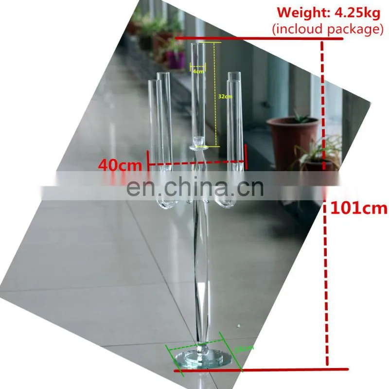Set of crystal candle holders 5 arms glass candle flame protectors candlestick