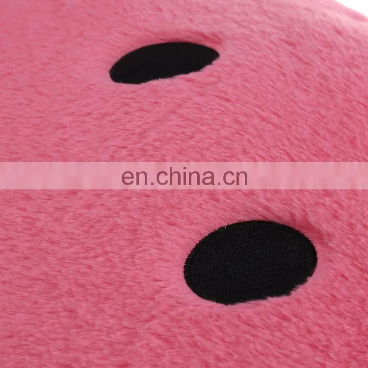 Round Stuffed Plush Fur Pink Happy Emoticon Smiley Emoji Cushion Face Pillow Cute Soft Toy Doll Gift for Kids and Adult