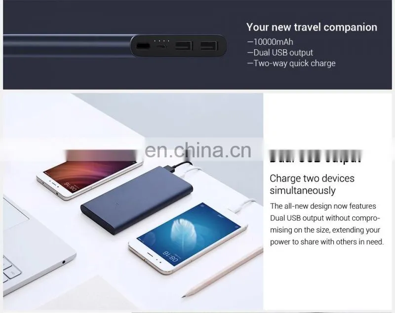 2020 Xiaomi Mi Power Bank 3 10000mAh USB Type C Two-Way 18W Quick Charging Powerbank External Battery Pack Portable Charger