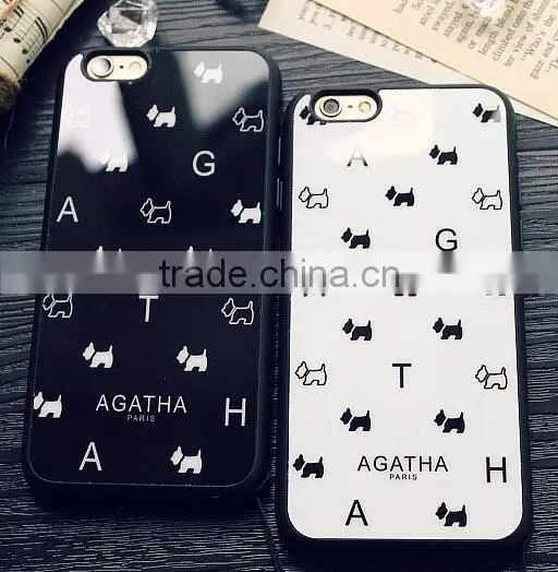 Mobile Phone case /Black and white dog mobile phone shell, lanyard protective sleeve