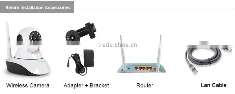 PIR Detector+Smoke detector+Door sensor+Wifi IP Camera PTZ P2P Wireless 1.0MP IRCUT CMOS Security Surveillance Camera