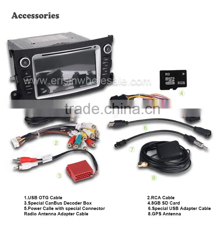 Erisin ES2506B Android 4.4.4 2 Din 7 inch Touch Screen Car DVD Player for Mercedes Smart
