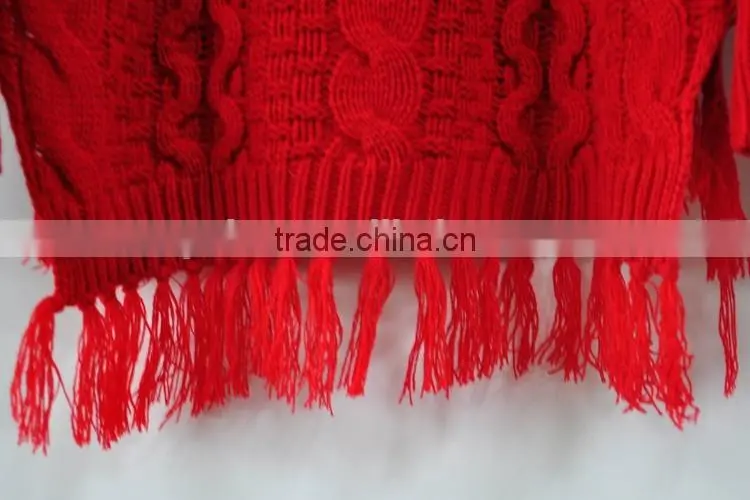 Winter Turtleneck Cashmere Blended Sweater Tassel Red Sweater Hot selling