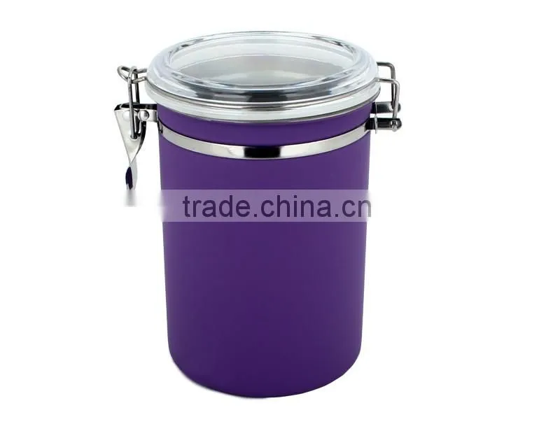 3pcs colorful stainless steel canister jar sets/kitchen Storage jars/ tea tin see through lid