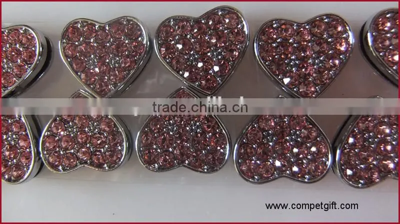 Factory Direct Supply of Encrusted with Diamonds 10MM Wear Jewelry Slider Heart Charms