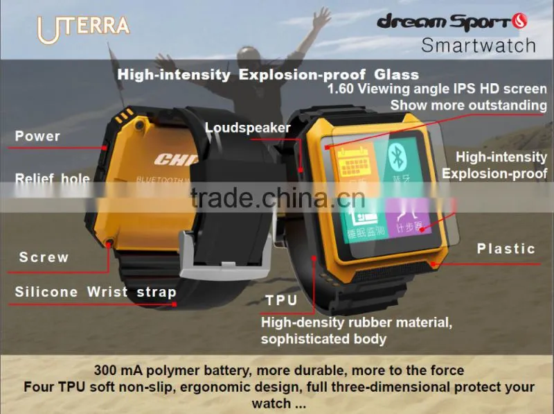 Dustproof Shock Resistant 1.54 ' Screen IP 68 Waterpfoof Smart Phone Watch