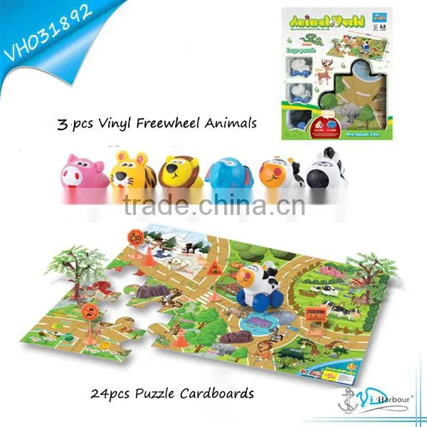 Rubber Vinyl Truck Toy with Puzzle Map