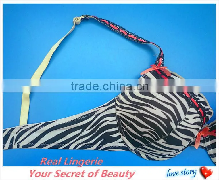Fashion Plus Size Bra Set, Sexy Zebra Printed Microfiber