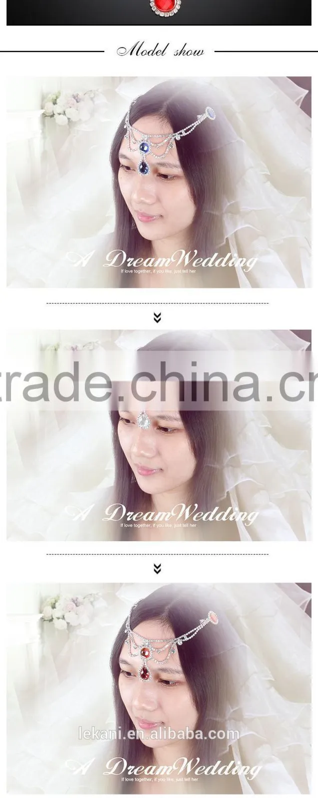 High-end Various Designs Glass Stone Ladies Gypsy Hair Jewelry