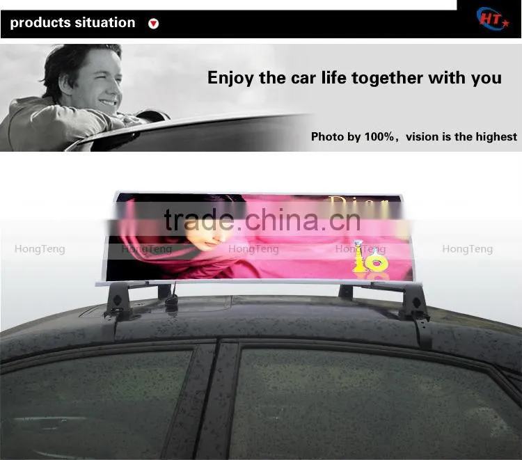 Auto lighting slim led taxi top advertising