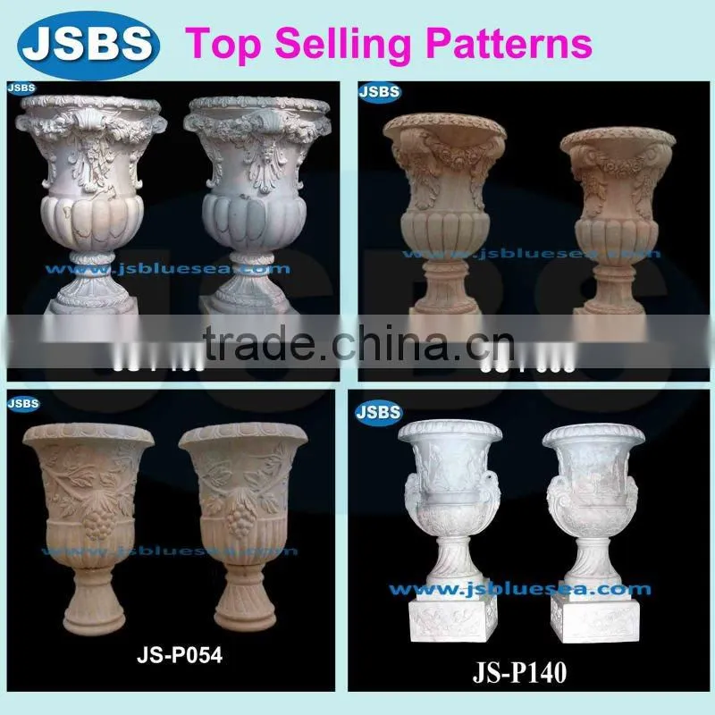 red natural marble carved garden decorative flower pot