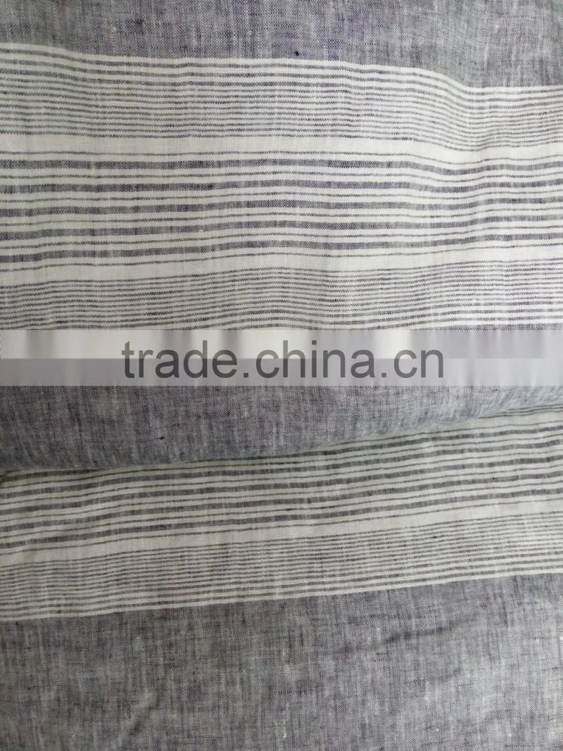 2015 Newest 100% linen gray stripe bedding set for home /hotel