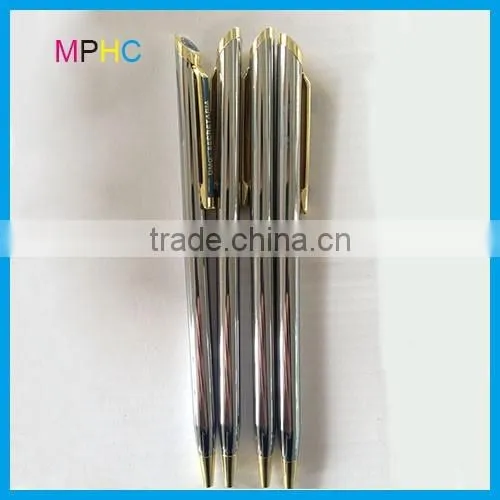 Popular promotional slim thin cross hotel used metal ball pen with Epoxy logo
