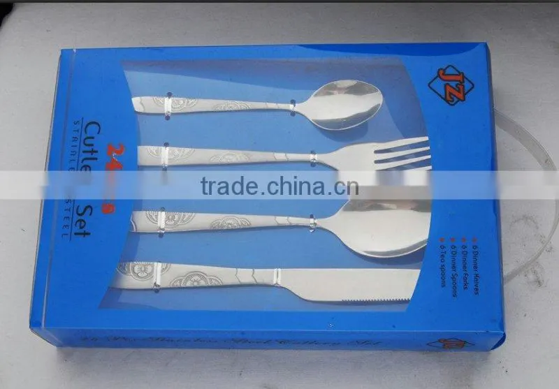 24pcs spoon sets of stainless steel shelf and color box pack