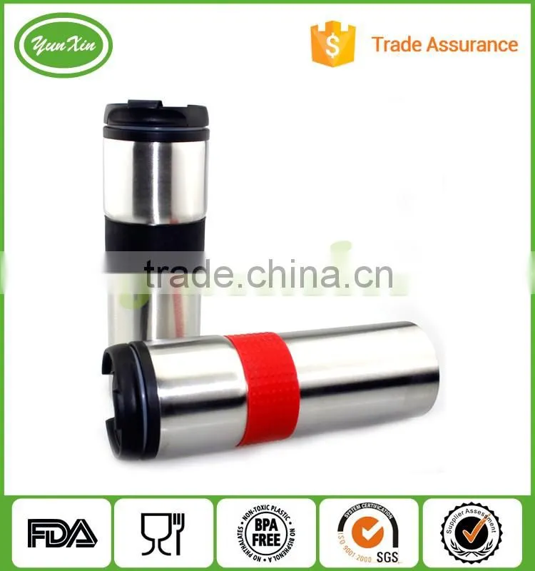 Double wall Screw Lid Stainless Steel Cup with Silicone Sleeve