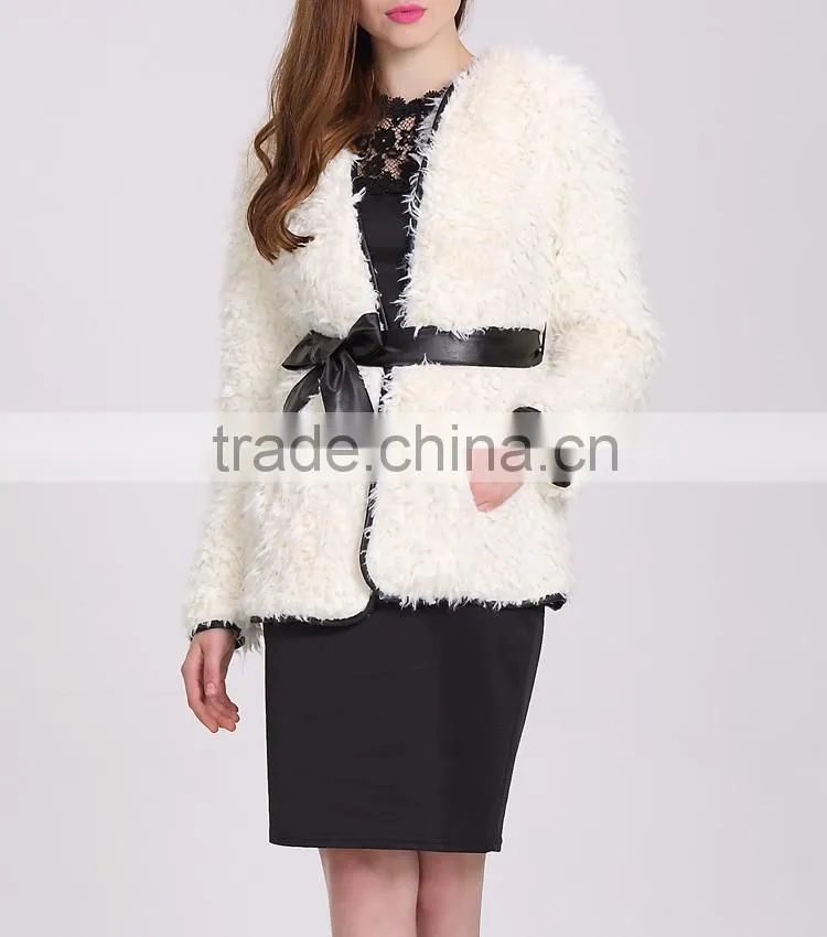 Wholesale New Style White And long Winter Fashion Women Coat With Belt