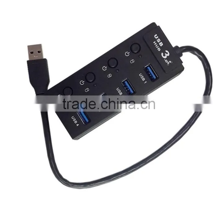 High Speed 5Gbps Computer 4 Port Usb 3.0 Hub with power switch