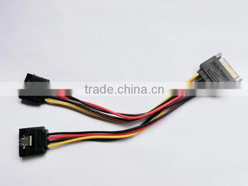 high quality SATA M to 2X SATA F power cable with shrapnel