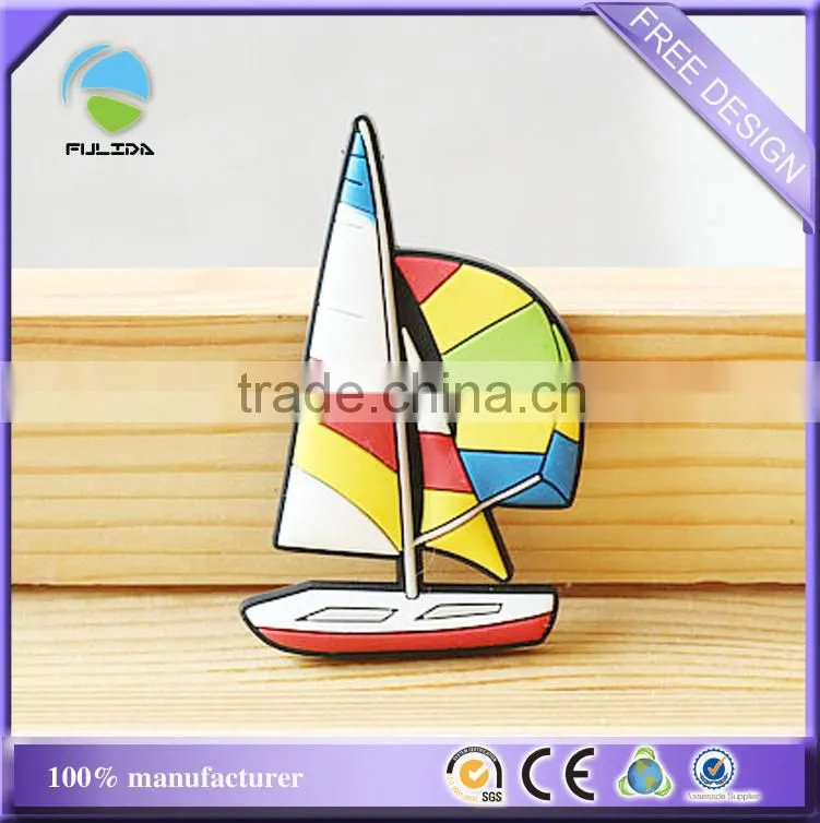 Sail boat shaped soft pvc rubber souvenir fridge magnet