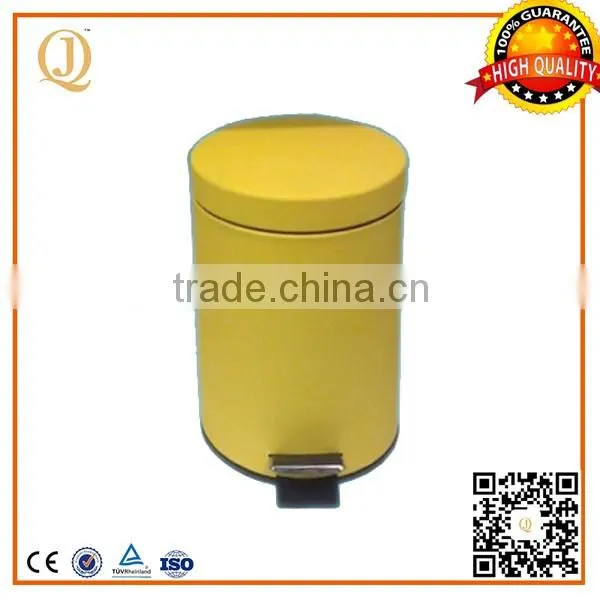 yellow painted metal trash bin/pedal trash bin 40L with flat lid